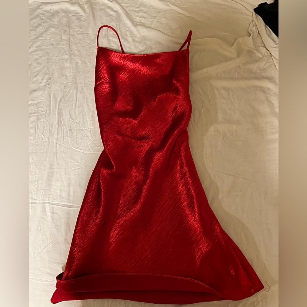 red slip dress